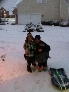 my boys in the snow