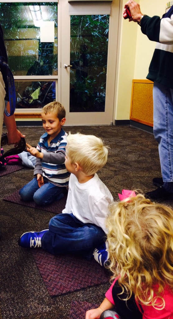 Cody petting a snake!