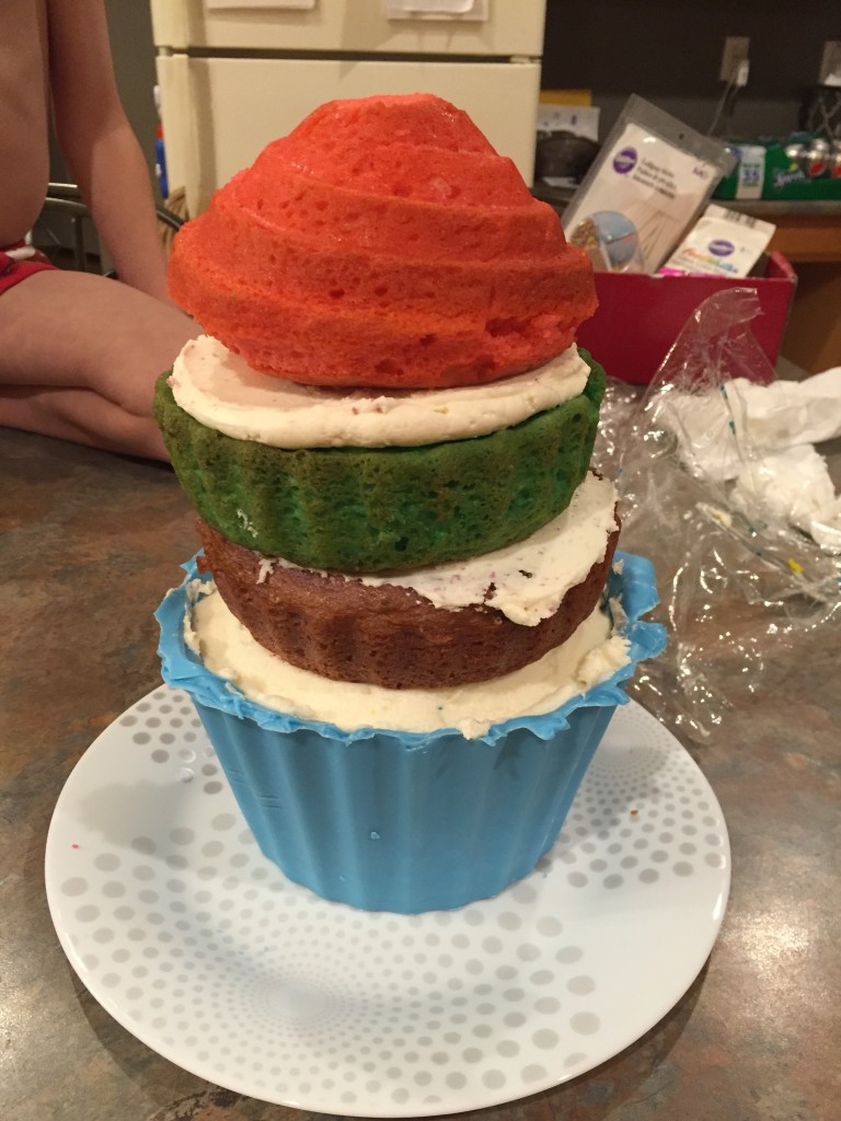 Giant Rainbow Cupcake Cake 